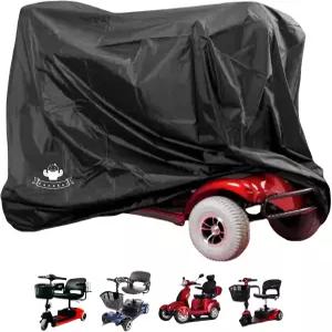 모빌리티 스쿠터 보관 커버 업그레이드 모든 날씨 보호 액세서리 전동 휠체어 세탁기(블랙 48인치 x 22인치