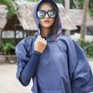 호환  Nu-June 서핑 판초 방풍 극세사 후드 비치 타월 변경 가운 망토 비치웨어 용 남여 건조 목욕 가운