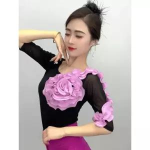 프릴 라틴댄스복 여성 사교 라틴 스포츠댄스 무대의상