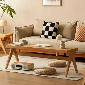 원목 나무 라탄 벤치 체어 침실 호두나무 슬라이딩 서랍장 우드 테이블