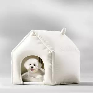 패딩재질 겨울강아지집 하우스 쿠션 패드 고양이 카시트 겨울 옐로우 침대 모자 귀돌이 강아지