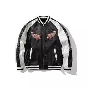 스카쟌 양면 곤룡포 용자수 재킷 잉어 파도 점퍼