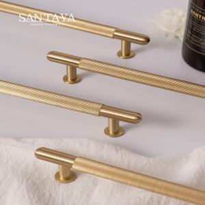 Santaya 황동 캐비닛 손잡이 브러시드 리브드 주방 가구 옷장 서랍 길이 500mm 20인치