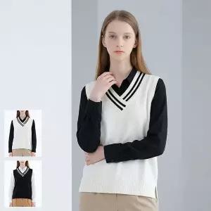 [로코엘라]헤일스 여성 V넥 오버핏 라인 니트 베스트_P419847757