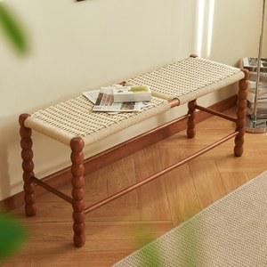 라탄 원목벤치의자 긴의자 스툴 60cm 웨이팅 100x폭 등받이 2인용 벤치의자 레트로