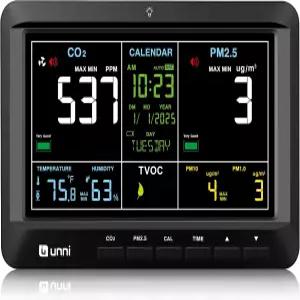 공기질 모니터 실내 7인치 디스플레이 + 알림 가정 주방 침실 사무실 RV용 TVOC 온도 습도 이산화탄소