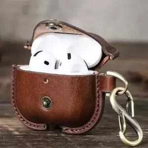 호환  수제 천연 소가죽 보호용 수납 케이스 가방 슬리브 노트북 이어폰 에어팟4 여행용 선