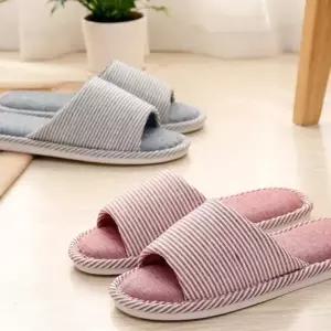 (타입 여성용 베이지)린넨 사무실 실내슬리퍼 층간소음방지 실내화 면 거실화 쿠션