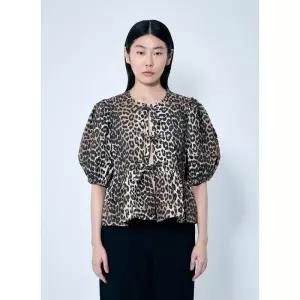 레오파드 포플린 페플럼 블라우스 F9116 943