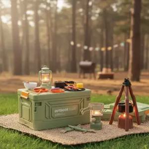 리얼캠핑 폴딩박스 캠핑놀이 접이식 장난감 세트 테이블 수납함 다용도 정리함 모형 역할놀이