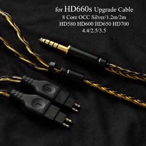 HD660s HD580 HD700 Litz  방지 2.5/3.5/4.4mm 베이스 부스트 업그레이드 와이어용 8 코어 하이브리드 브레