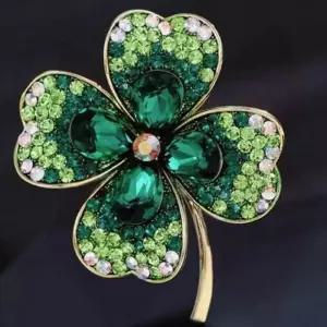 클로버 브로치 그린 옷핀 뱃지 가슴핀 고정 코디 클립 배지