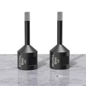 REKCKRUL 1/4인치 건식 다이아몬드 코어 드릴 비트(2팩) - 타일 대리석 벽돌 화강암용 진공 브레이징 홀 톱