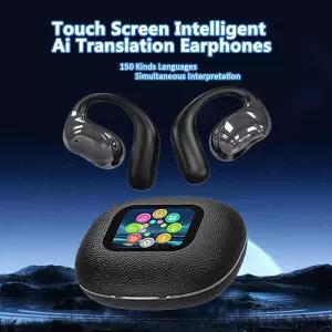 호환  YJ33 신형 터치스크린 AI 번역 이어폰 다국어 동시 통역 이어팟 이어후크 이어버드