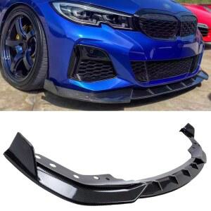 2019-2022 BMW G20 G28 330i 330e M340i xDrive M-스포츠, 범퍼 에어 댐 하부 턱 스플리터 보호 바디 키트와 호환되는 휠엑스 프론트 립, 2019년 2020년 2021년형(탄소 섬유 패턴)