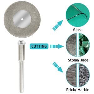 다이아몬드  디스크 휠 로터리 툴 원형 톱날 드레멜 미니 소형 드릴 맨드렐 목재 석재 플라스틱 유리 타일