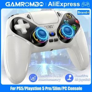 호환  GAMROMBO RGB 조명 무선 컨트롤러 PS5플레이스테이션 5 프로슬림PC 콘솔 게임패드 홀 이펙트 트리거