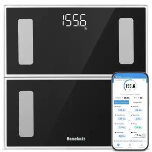 홈버즈 스마트 체중계 0.1lb 정밀도 2001년부터 전문 공장 생산 BMI 및 체지방 포함 13가지 신체 구성 앱