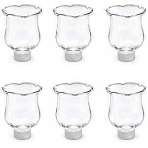 4E의 참신함 높이 램프 홀더용 6팩 교체 - 부품, 투명 캔델라브라 홈 컵과 보티브 오일 튤립 인테리어 샤밧 유리 스콘스 75인치 캔들 보티브, 페그