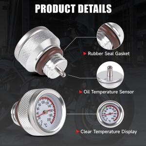 CNSPEED M20x2.5 바이크 오토바이 연료 탱크 캡 커버 0-200 섭씨 오일 온도 게이지 포인터 다이얼 미터 블
