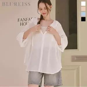 [블루레이스] 후드 아웃핏 블라우스_B6M1BL5521