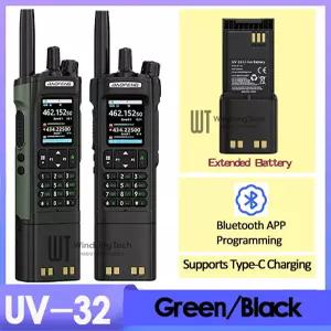 바오펑 UV-32 블랙/그린 무전기 10W 멀티 밴드 확장 배터리 버전 GPS 블루투스 프로그래밍 타입-C 충전기