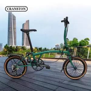 크랜스톤 R9 접이식 자전거 16인치 9단 C-브레이크 4130 크로몰리 스틸 트라이폴드 프레임 349 알루미늄
