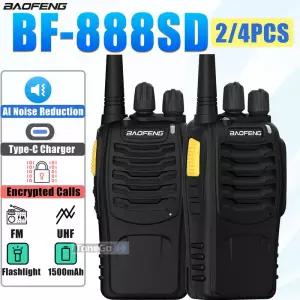 바오펑 BF-888SD 무전기 AI 노이즈 감소 업데이트 BF-888S 암호화 통화 FM 무선 주파수 복사 타입-C UHF