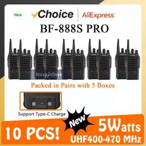 바오펑 무전기 BF-888S 양방향 장거리 인터폰 휴대용 커뮤니케이터 전문가용 UHF 10개 세트