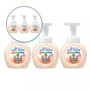 쌍문상회 손 아이깨끗해 용기 라이온코리아 손세정제 3개입 핸드솝 모이스처 펌프 거품형 복숭아 250ml LION