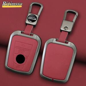합금 + 가죽 자동차 키 커버 케이스 보호대 쉘 거치대 포브 BMW 호환 I3 I8 시리즈 키리스 원격 스타일링