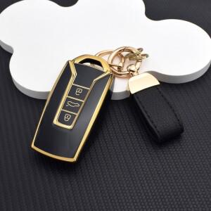 Volkswagen 호환 투아렉 2018-2023 3버튼 자동차 리모컨 키 보호 케이스 체인 액세서리용 내구성   TPU 폽