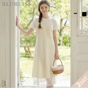 [블루레이스] [2SET]뷔스티에 롱원피스+티셔츠_B6M1OP3161