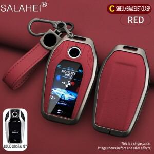 가죽 자동차 디스플레이 LED 키 케이스 Fob 커버 셸 BMW 호환 3 5 7 시리즈 G11 G12 G30 G31 G32 G05 G07 X