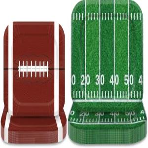 Whaline 40Pcs 축구 종이 접시 스포츠 테마 스퀘어 일회용 파티 장식 이벤트 경기 식기 용품 7.5인치 및