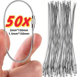 다기능 스테인리스 스틸 로프 버클 잠금 와이어 키체인 야외 도구, 수하물 태그, 열쇠, 반려동물 인식표 걸