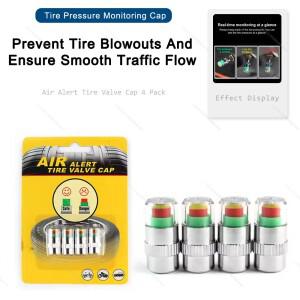 4개세트 자동차 오토바이 타이어 공기압 모니터 경고 표시기 밸브 캡 게이지 액세서리 유용