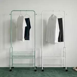 HICKIES 이동식 옷걸이 2단 수납 바구니 드레스룸 밸런스핏 철제 행...