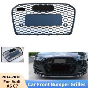 아우디 A6 C7 2014-2018 자동차 앞 범퍼 그릴 벌집 스플리터 에어 벤트 커버 레이싱 액세서리 튜닝