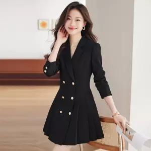 여성원피스 봄가을 정장 원피스 더블 고급 커리어 플리츠 스커트 심쿵돌직구