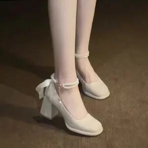 진주 웨딩 신부 본식 결혼식 드레스 슈즈 통굽 촬영 여성구두