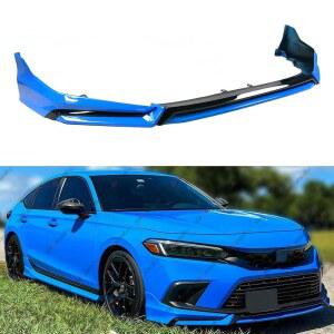 2022-2024 혼다 시빅, V3 스타일 에어 댐 로어 친 범퍼 스플리터 보호 바디 키트와 호환되는 휠엑스 프론트 립, 2022년 4도어 세단 및 해치백 2024년형 (블루 펄 B637P)