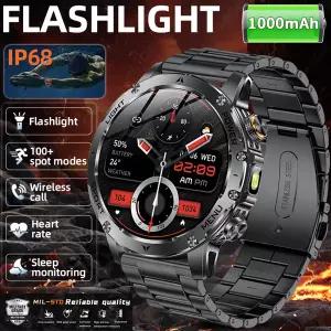 호환  LIGE 신형 GPS 아웃도어 스포츠 스마트워치 남성용 1000mAh 배터리 1.70인치 화면 LED 플래시라이트