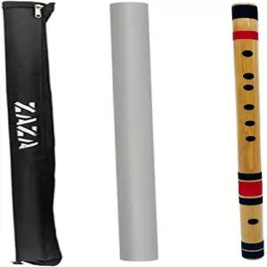 자자 타악기 - 전문가용 연마 대나무 반수리 플루트 (인도 플루트) 캐리백 포함 (13인치 G-중간)