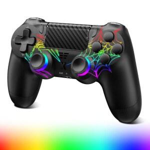 puiseno wireless controller for ps-4, dual joystick/motion six-axis audio console/pc rgb with headphone, jack upgraded sensing/touchpad/speaker/3.5mm vibration sensor, compatible game ps4/slim/pro