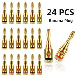 24PCS 4MM 24K 금도금 뮤지컬 케이블 바나나 스피커 커넥터 오디오 와이어 플러그