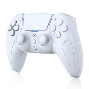 jddwin ps5/pc/안드로이드/ios/mac/스팀 데크용 led 무선 게이밍 오디오 컨트롤러, 잭, 포함 진동, 게임패드 (화이트) 효과, 홀 스피커 제어 블루투스, 이중 모션 3.5mm 6축