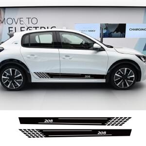 자동차 도어 사이드 스커트 줄무늬 스티커, 푸조 208 gt 튜닝용, 액세서리 라인 그래픽 비닐 PVC 데칼, 2