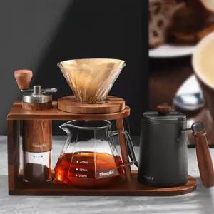 수동 핸드드립 커피 추출기 머신 핸드밀 세트 분쇄 포트 모카 스탠드 투명