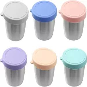 팬더이어 6팩 2.4온스 스테인리스강 조미료 용기 누수 방지 실리콘 뚜껑 샐러드 드레싱용 재사용 가능한